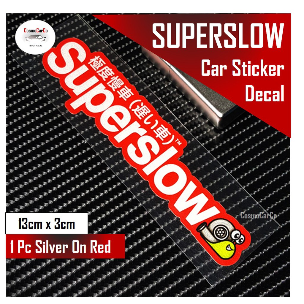 SUPERSLOW Snail Car Body Sticker Decal Motorcycle Motorbike BLACK/RED Window Stickers JDM Decals