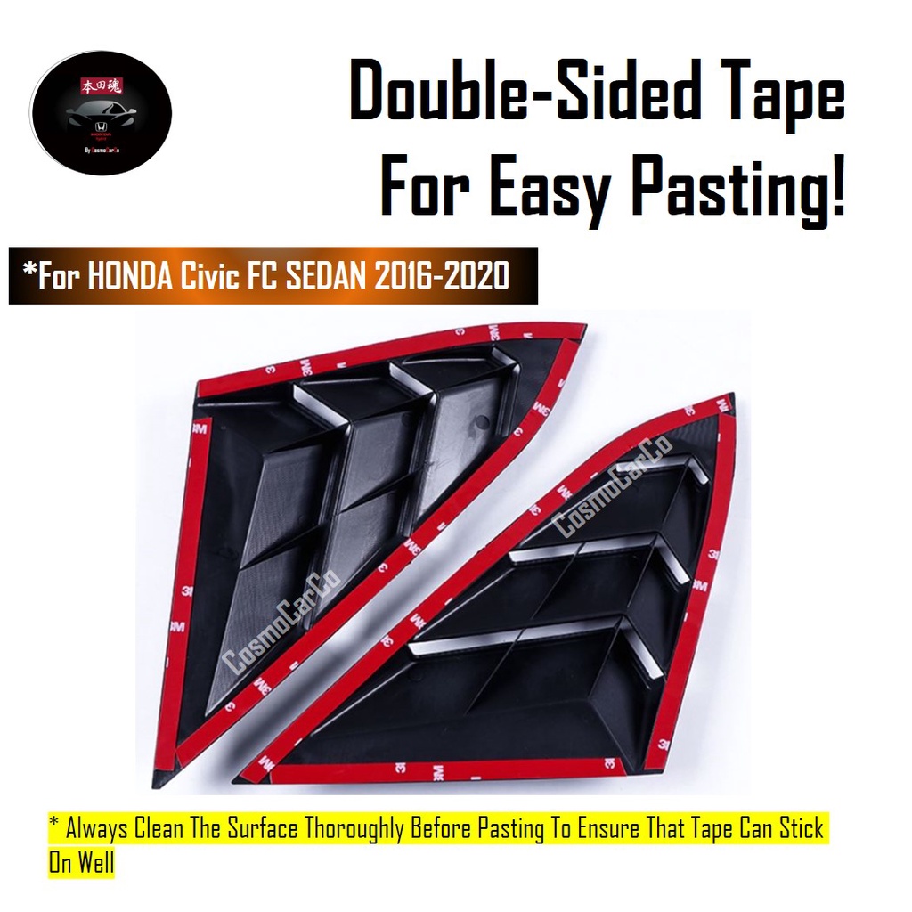 🔥SG SELLER🔥 Honda CIVIC FC 10th Gen 2016-20 Car Side Window Louver Carbon Fiber Rear Quarter Windows Vent Accessories