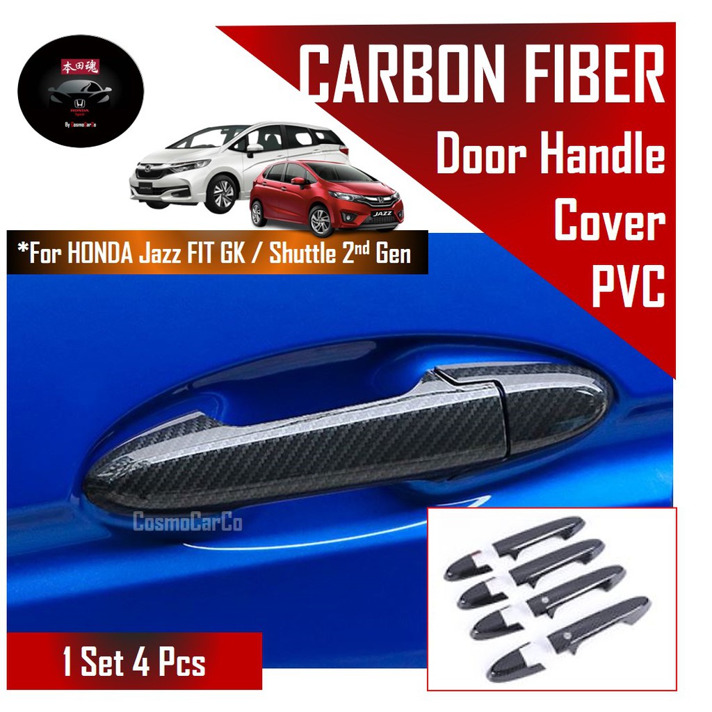 Honda Jazz/Fit & Shuttle Door Handle Cover Carbon Fiber Guard With Keyless Smart Entry For GK GK3 GK5 GP3 GP5 GK8 GK9 GP8 GP9