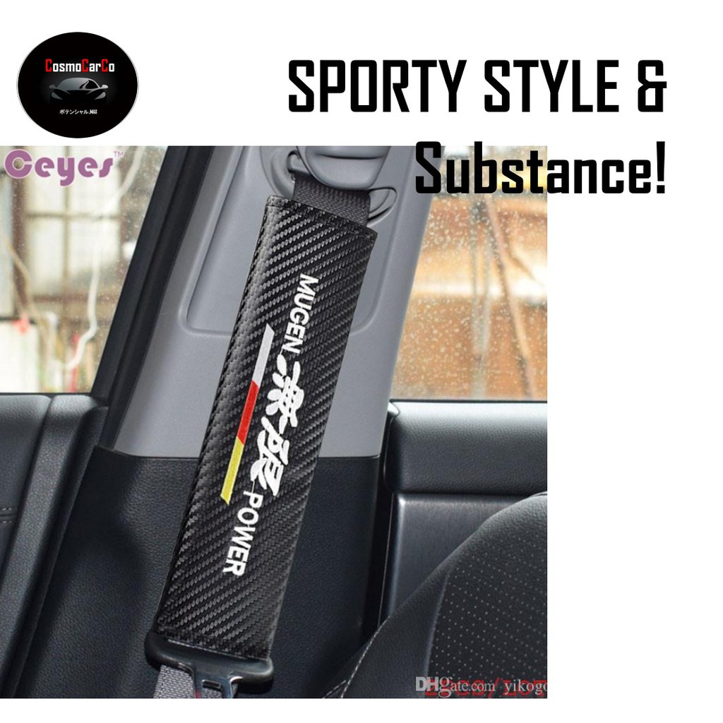 MUGEN Power Car Seat Belt Cover Seatbelt Shoulder Pad Cushion For HONDA Jazz Fit Vezel Shuttle Freed Civic Stream
