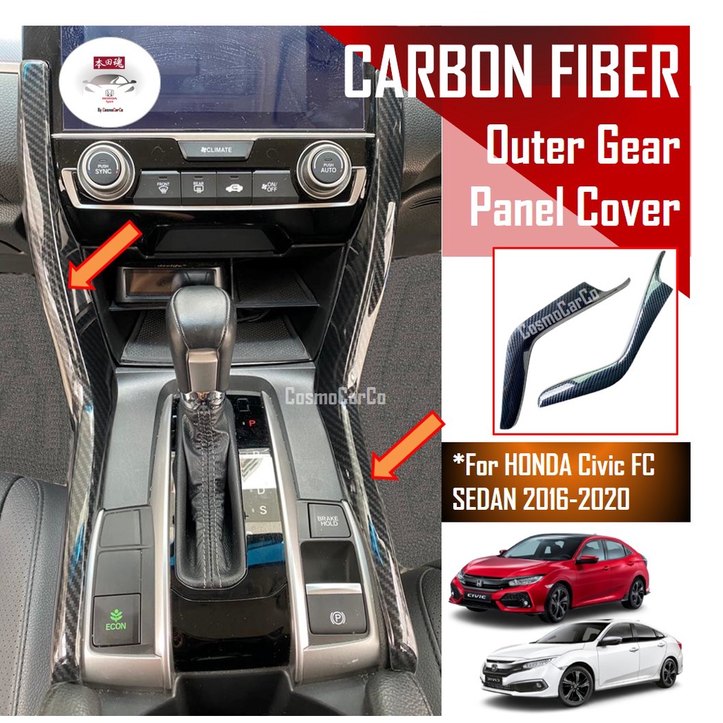 🔥SG SELLER🔥 Honda CIVIC FC 10th Gen 2016-2020 Gear Shift Panel Outer Side Cover Console Carbon Fiber Trim Accessories