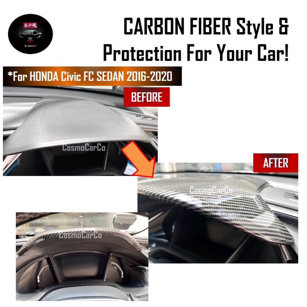 🔥SG SELLER🔥 Honda CIVIC FC 10th Gen 2016-20 Instrument Panel Top Cover Dashboard Console Carbon Fiber Trim Accessories