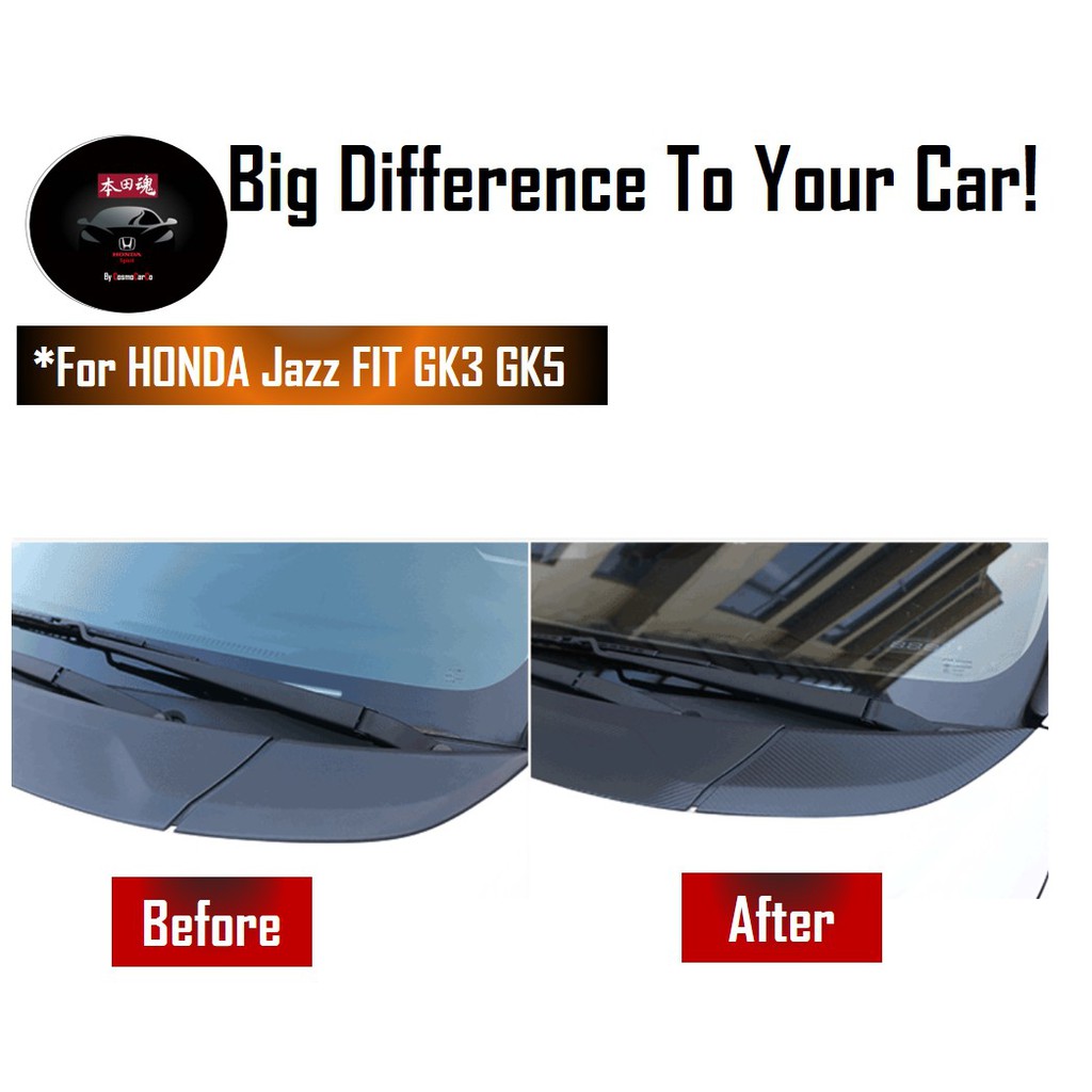 Honda Jazz/Fit Car Engine Hood Sticker Black Carbon Fiber Decal Accessories For GK GK3 GK5 GP3 GP5