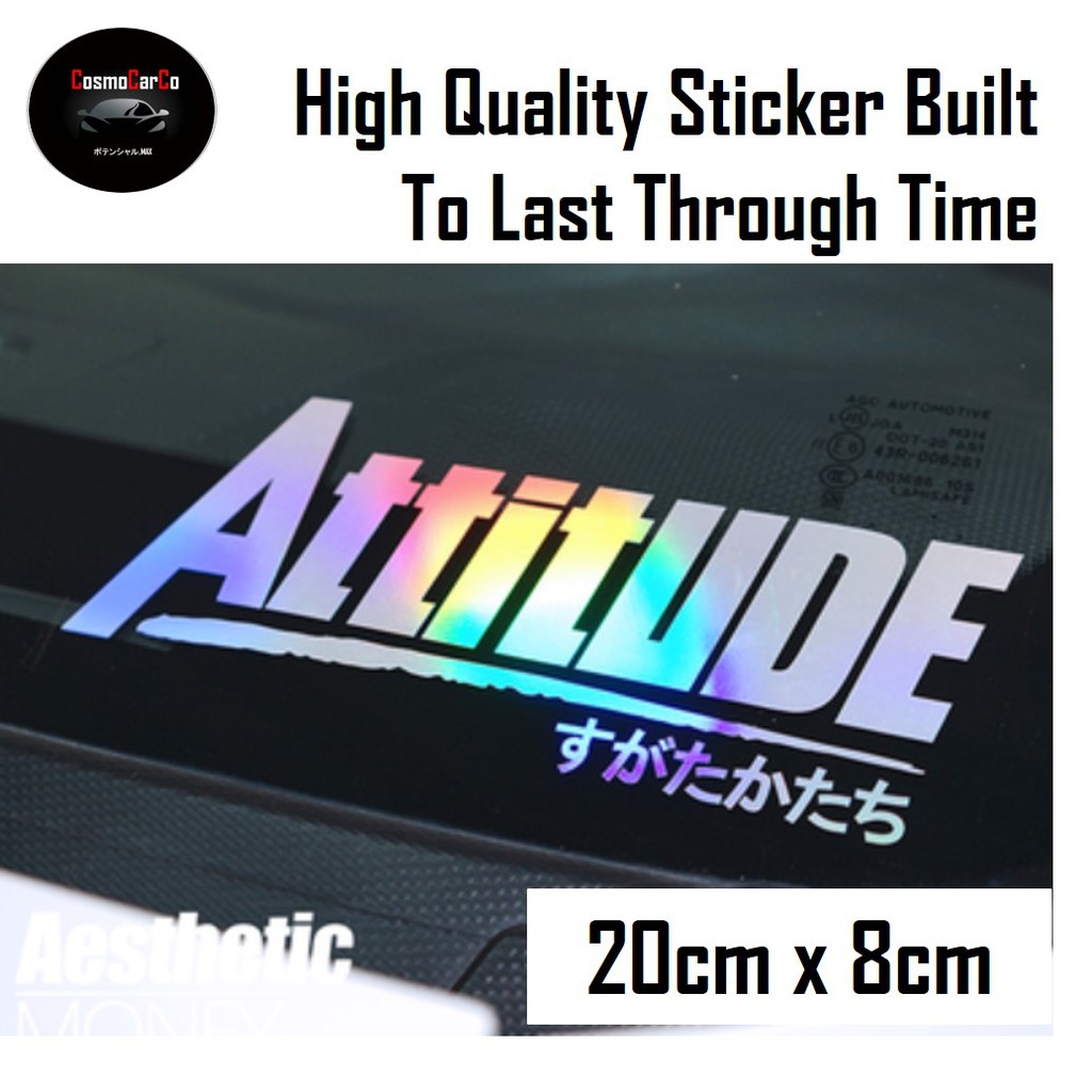 ATTITUDE Car Body Sticker Decal Motorcycle Motorbike SHINY/BLACK/WHITE Window Stickers JDM Decals