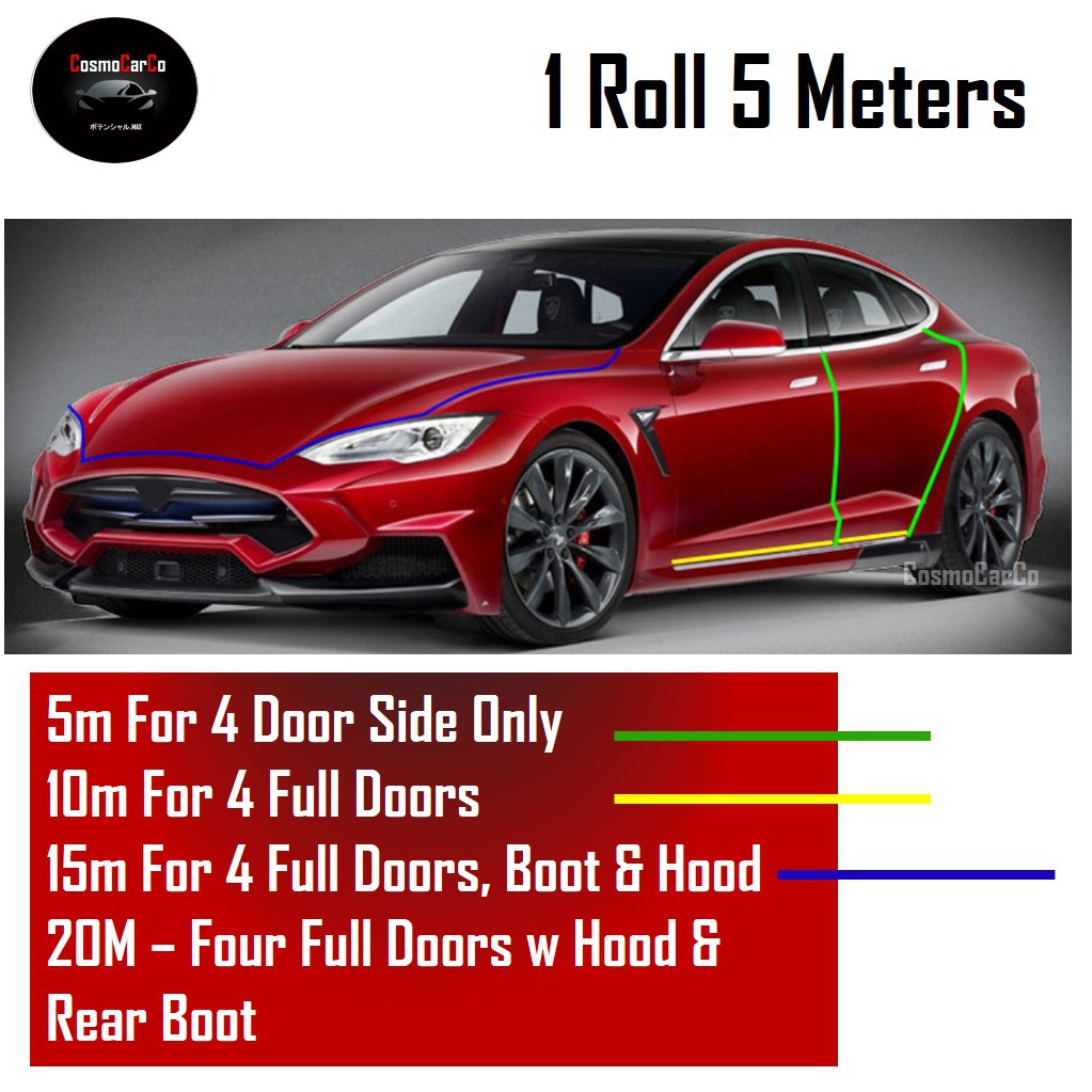 Glossy Black 5M Car Door Edge Protector Door Edge Guard Anti Collision Strip For 4 Doors