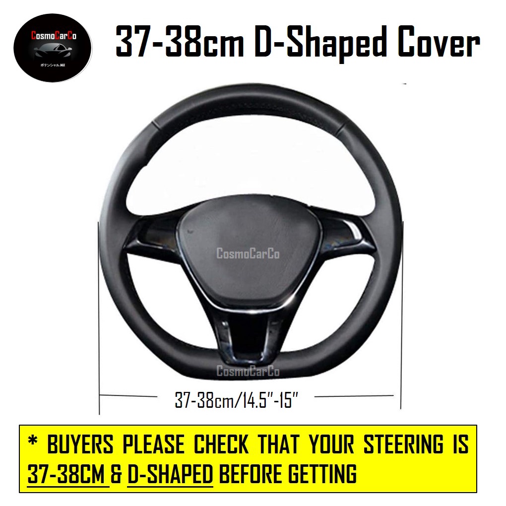 D-Shape Steering Wheel Cover Matte Carbon Fiber Design For Toyota Wish Hyundai Ioniq etc 37-38cm