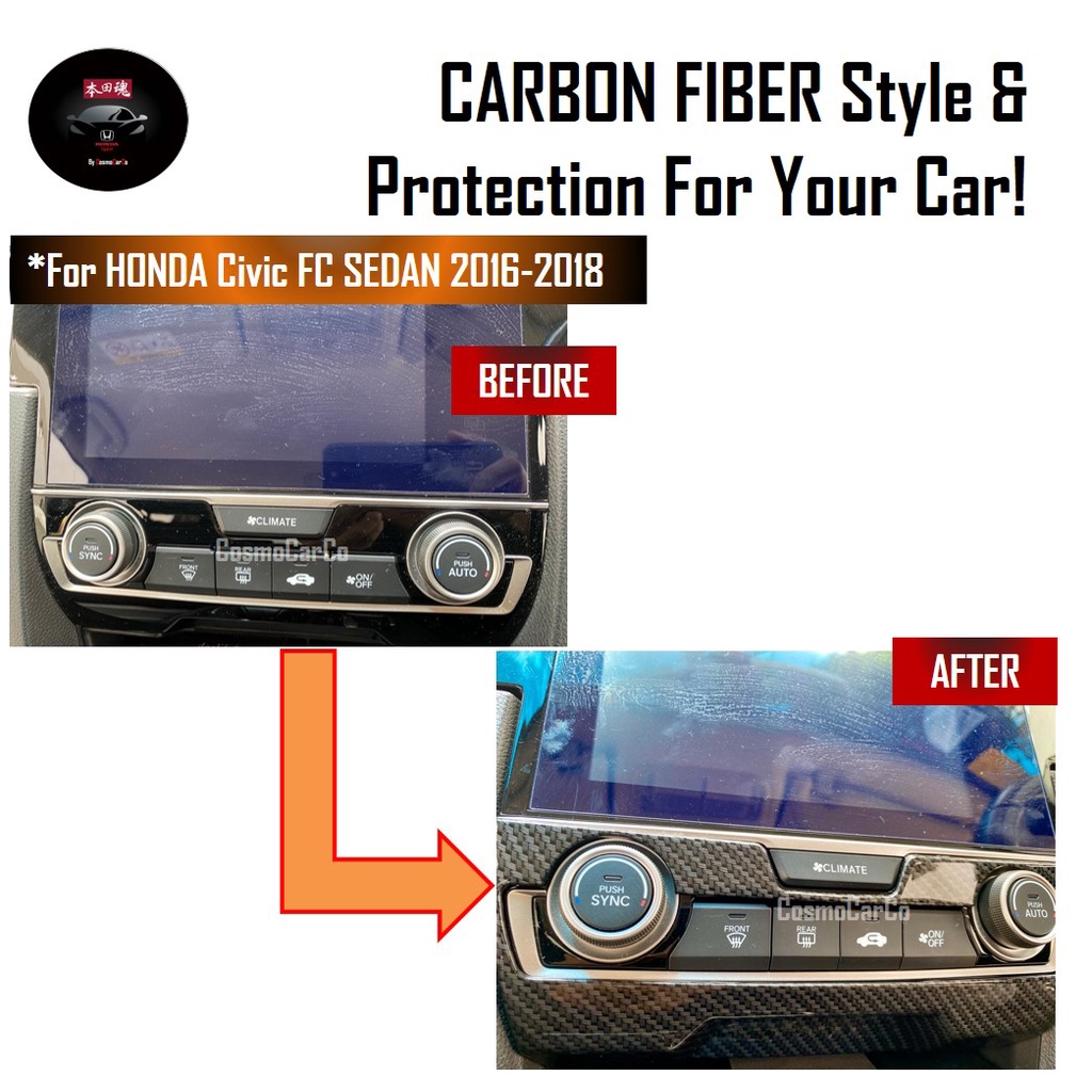 🔥SG SELLER🔥Honda CIVIC FC 10th Gen 2016-18 Car Aircon Control Panel Cover Air Con Console Trim Carbon Fiber Accessories