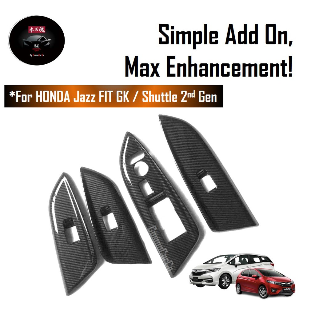 Honda Jazz/Fit & Shuttle Interior Window Panel Cover Carbon Fiber Trim Accessories For GK GK3 GK5 GP3 GP5 GK8 GK9 GP8 GP9