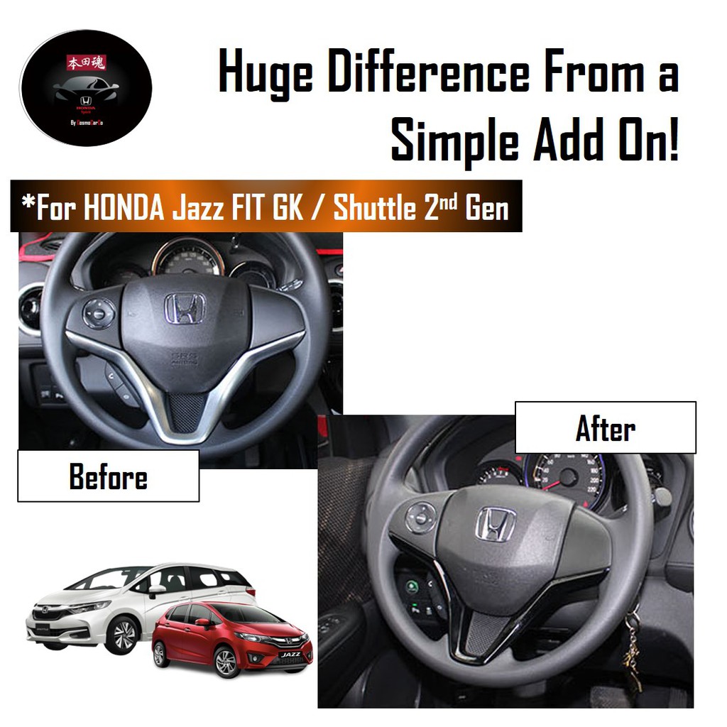 Honda Jazz/Fit, Shuttle & Vezel Steering Wheel "V" Trim Carbon Fiber Cover Car Accessories For GK GK3 GK5 GP3 GP5 GK8 GK9 GP8 GP9 RU