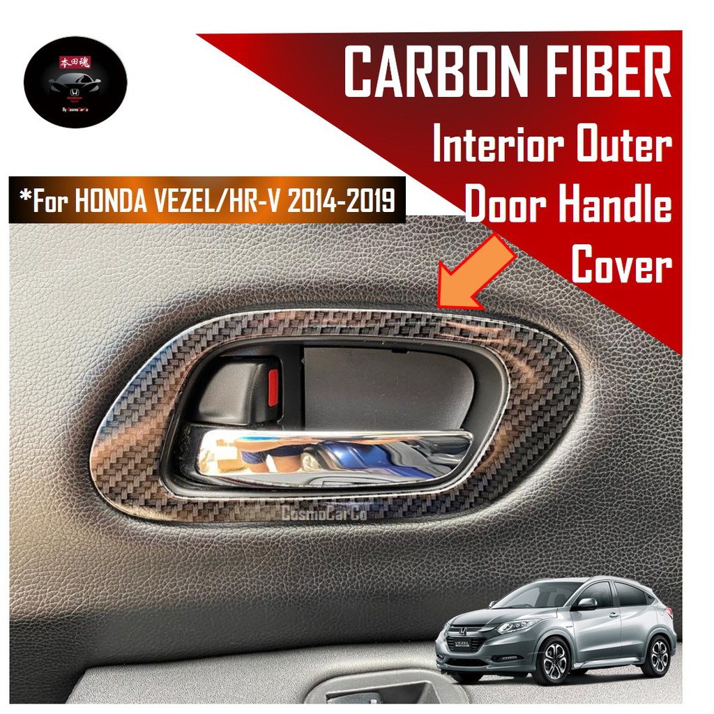 Honda VEZEL HR-V HRV 2014-2020 Inner Car Door Handle Cover Carbon Fiber Print Interior Trim Accessories