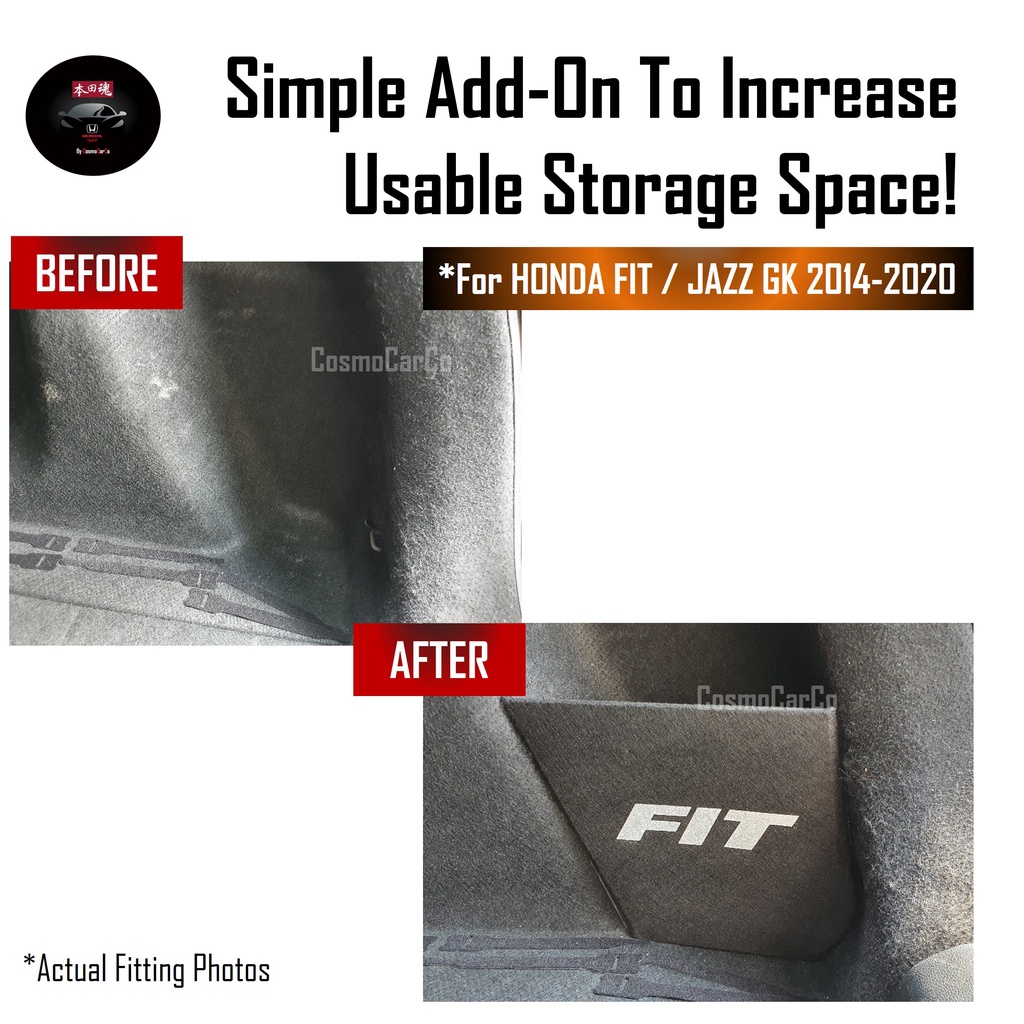 2Pcs Honda Jazz FIT GK 2014-2020 Boot Storage Side Add On Trunk Cargo Organiser Partition Holder Accessories