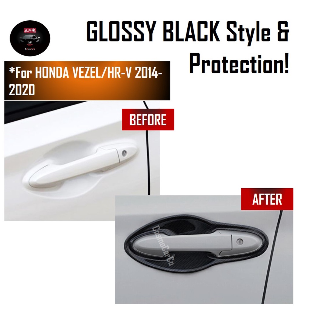 Honda VEZEL / HR-V HRV 2014-2020 Front Door Bowl Cover Handle Outer Trim Protector Glossy Black Accessories