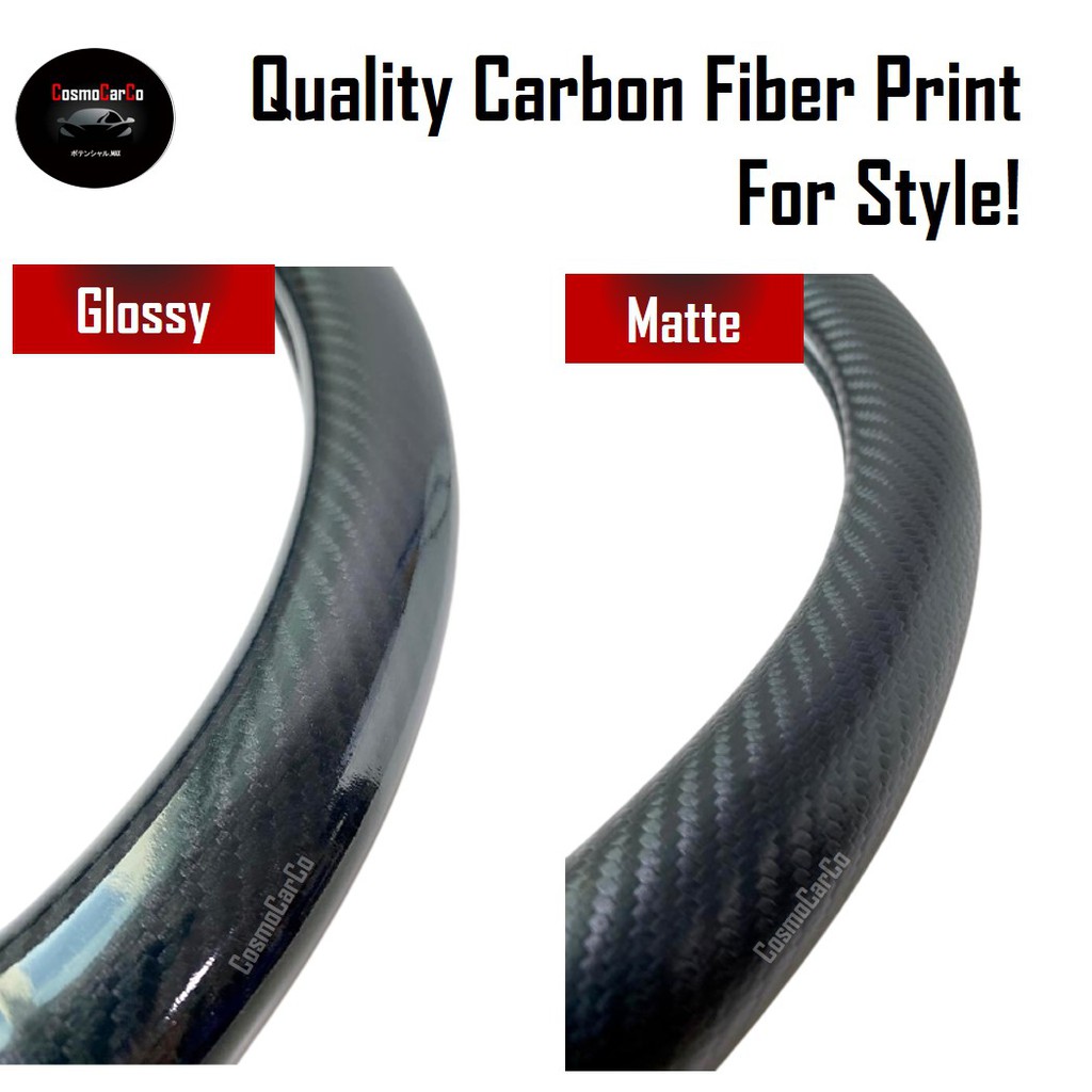 D-Shape Car Steering Wheel Cover Carbon Fiber Design With Leather & Anti-Slip Rubber Lining 37-38cm