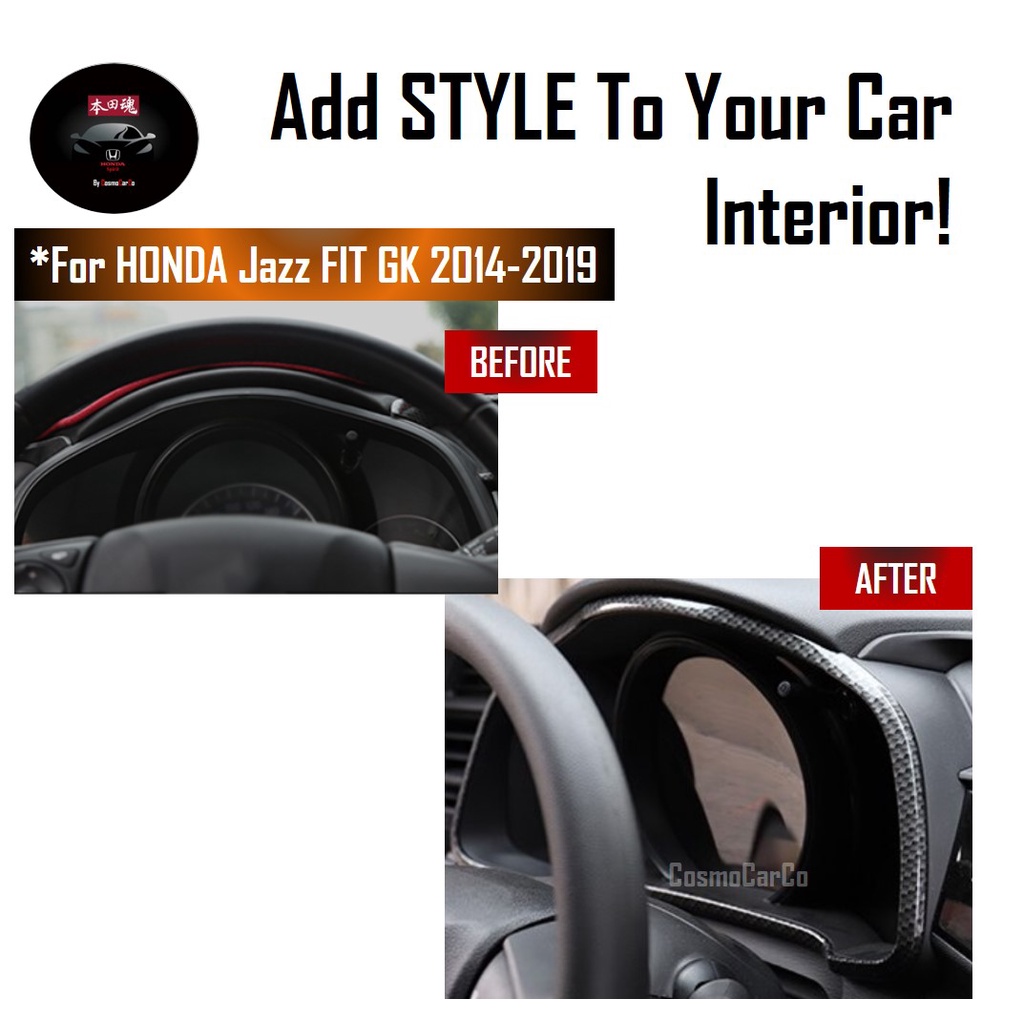 Honda Jazz/Fit Car Instrument Panel Trim Carbon Fiber Dashboard Speedometer Speed Meter Cover For GK GK3 GK5 GP3 GP5