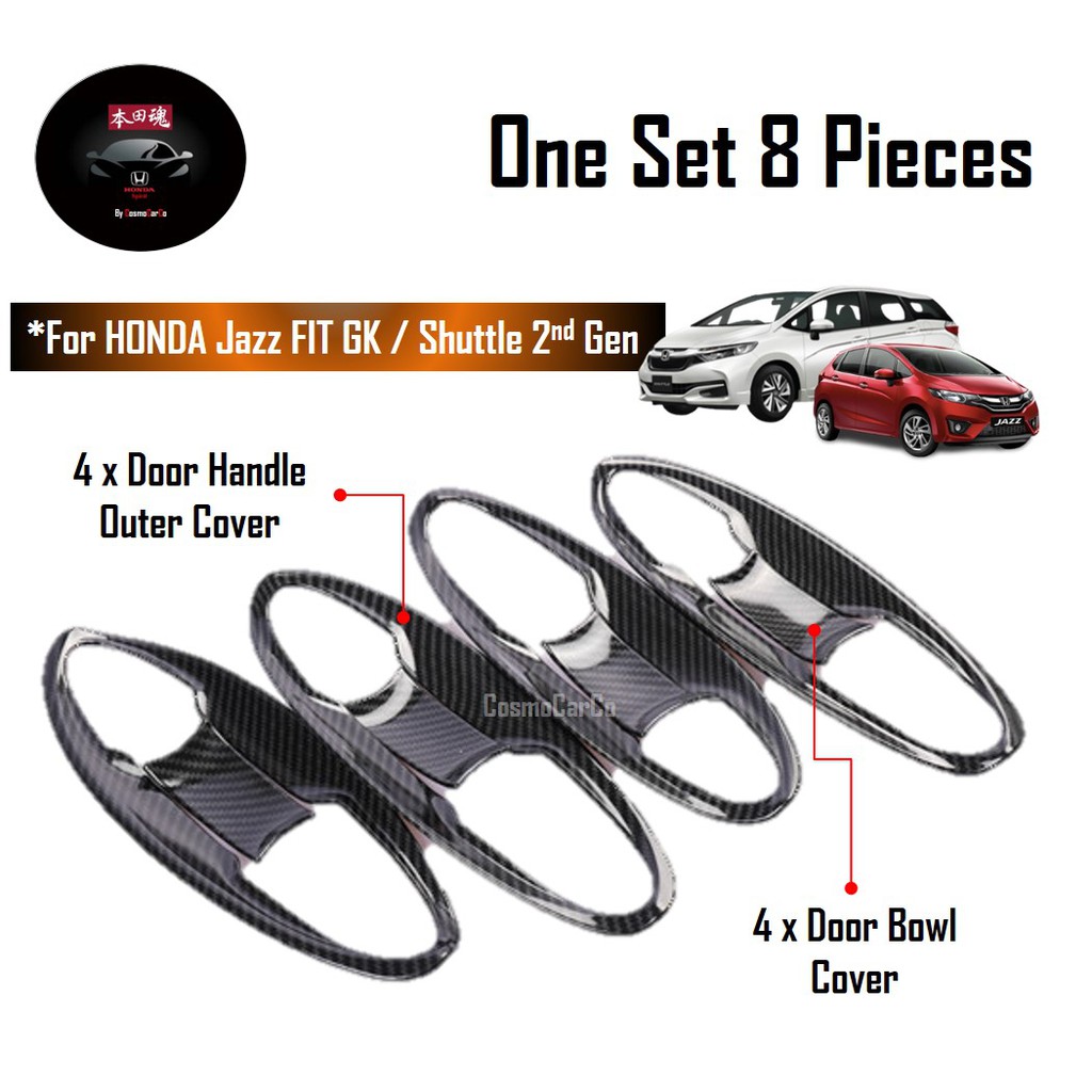 Honda Jazz/Fit & Shuttle Door Handle's Bowl Cover Carbon Fiber Trim Car Accessories For GK GK3 GK5 GP3 GP5 GK8 GK9 GP8 GP9