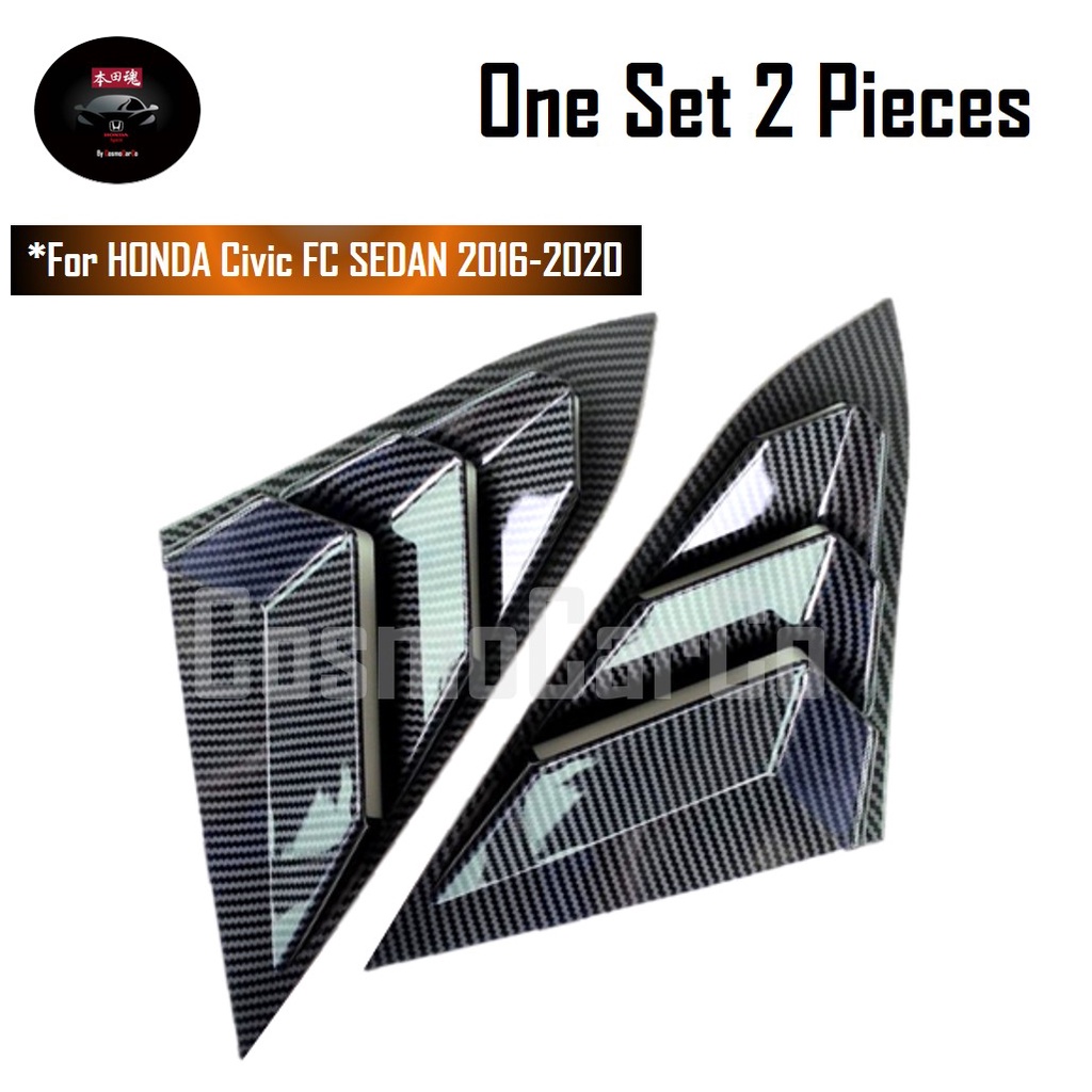 🔥SG SELLER🔥 Honda CIVIC FC 10th Gen 2016-20 Car Side Window Louver Carbon Fiber Rear Quarter Windows Vent Accessories