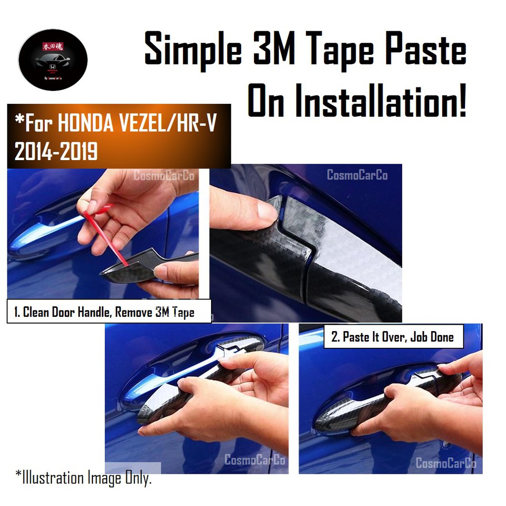 Honda VEZEL HR-V HRV 2014-2020 Front Door Handle Cover Protector Carbon Fiber Guard For Keyless Smart Entry