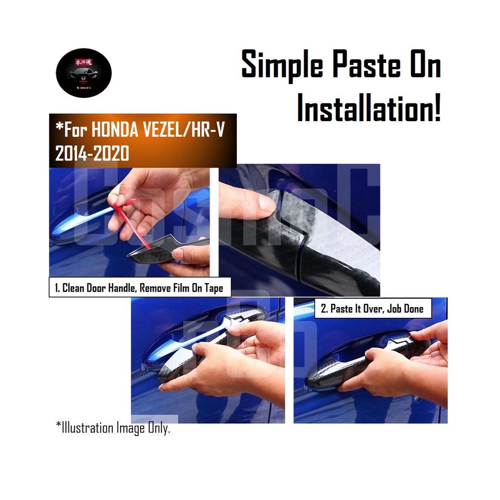 Honda VEZEL / HR-V HRV 2014-2020 Rear Door Handle Protector & Back Door Bowl Cover Glossy Black PVC Trim