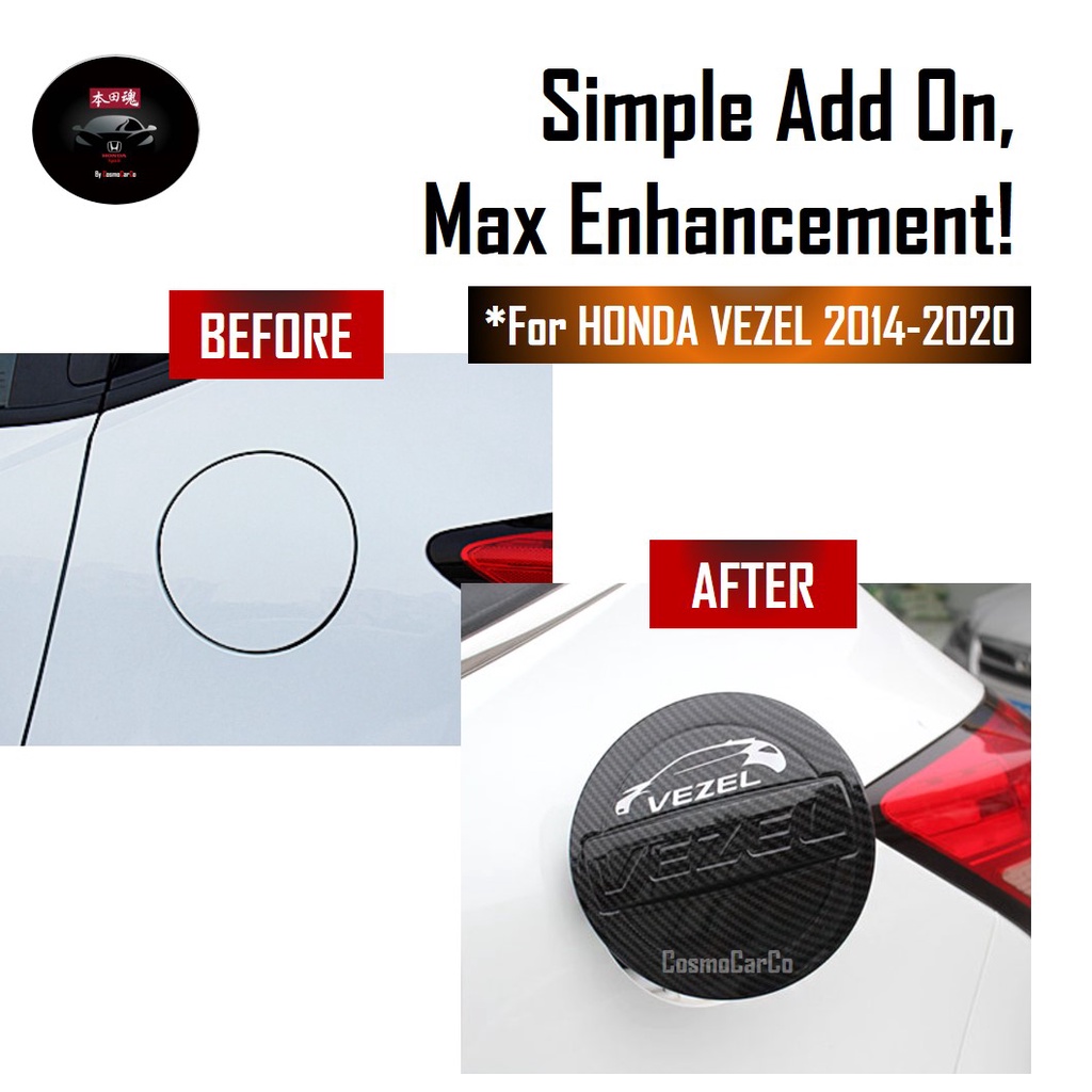 Honda VEZEL 2014-2020 Fuel Tank Hard Cover Petrol Gas Cap Carbon Fiber Print Car Accessories