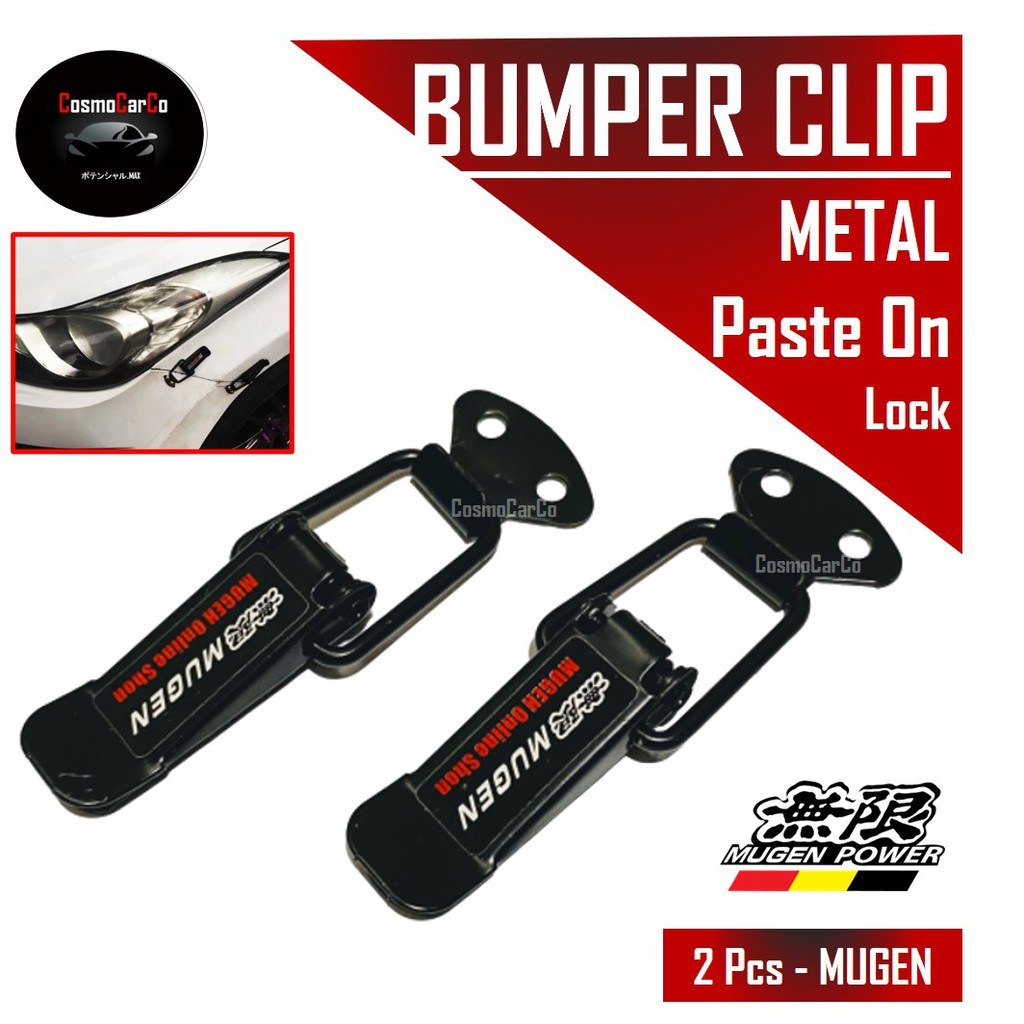 MUGEN Car Bumper Clip Security Hook Lock Clips Metal Fender Fastener PASTE ON Kit Racing Accessories-CosmoCarCo