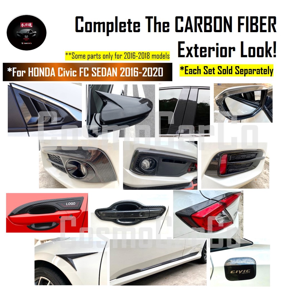 🔥SG SELLER🔥Honda CIVIC FC 10th Gen 2016-2020 Door Handle Bowl Cover OUTER "HORN" Trim Protector Carbon Fiber Accessories