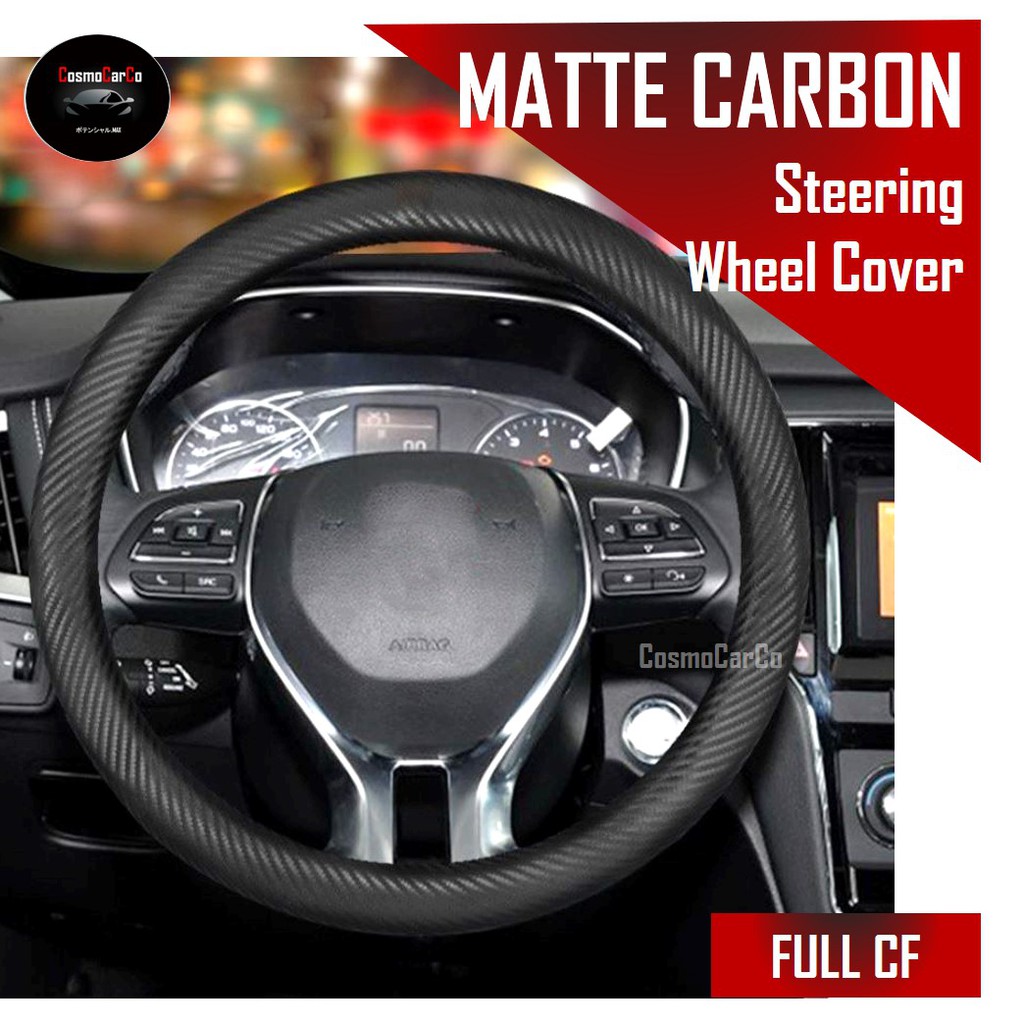 Matte Carbon Fiber Design Steering Wheel Cover For Toyota & Honda etc 37-38cm Car Accessories