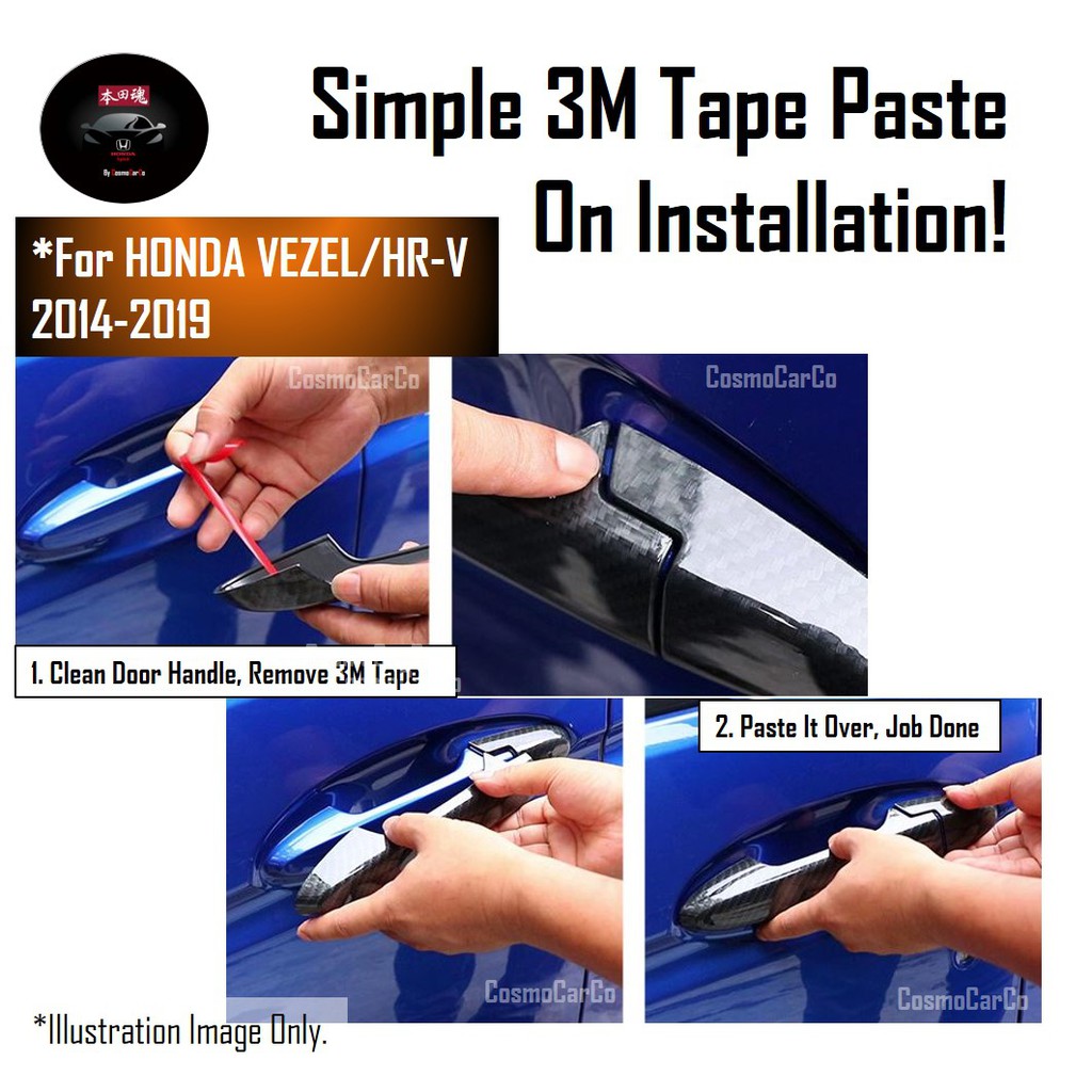 Honda VEZEL / HR-V HRV 2014-2020 Rear Door Handle & Back Door Bowl Cover Carbon Fiber PVC Trim Protector