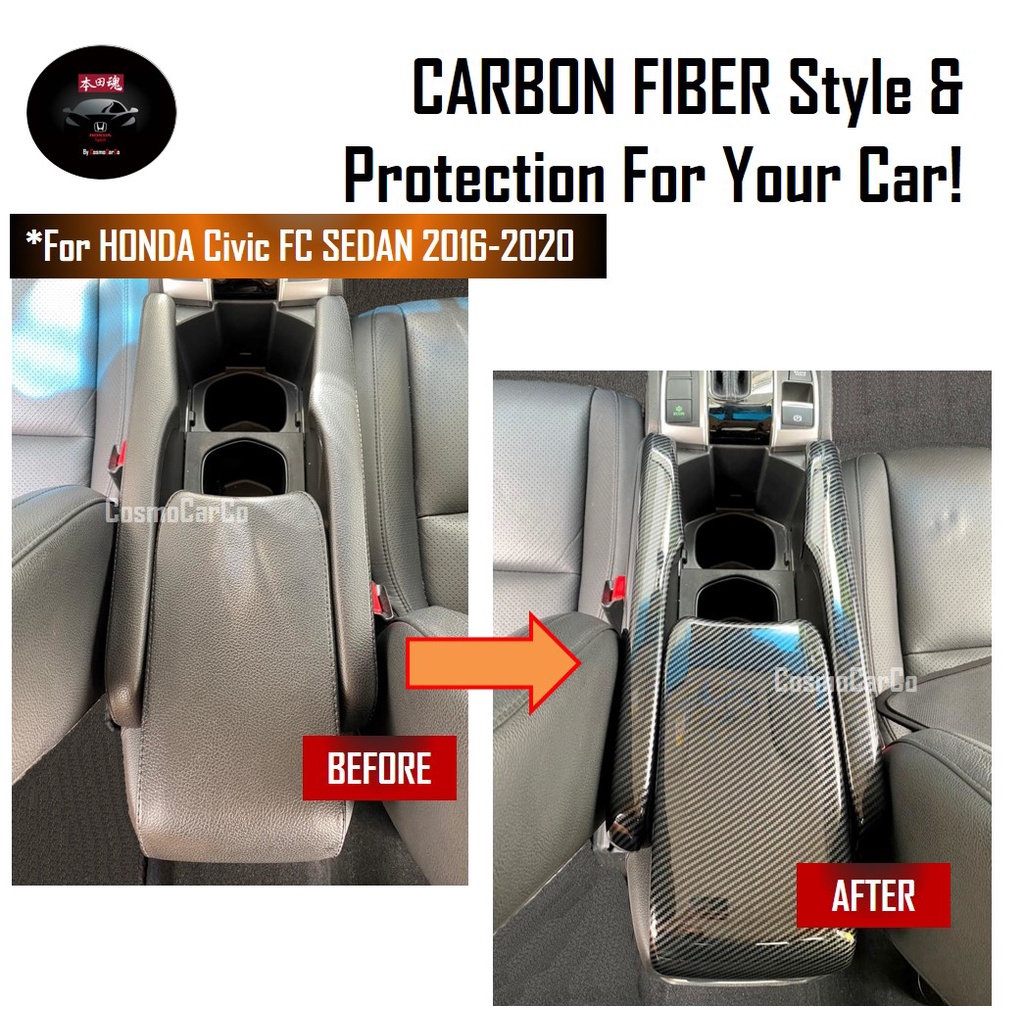 🔥SG SELLER🔥Honda CIVIC FC 10th Gen 2016-2020 Armrest Cover Center Console Arm Rest Box Carbon Fiber Decor Accessories