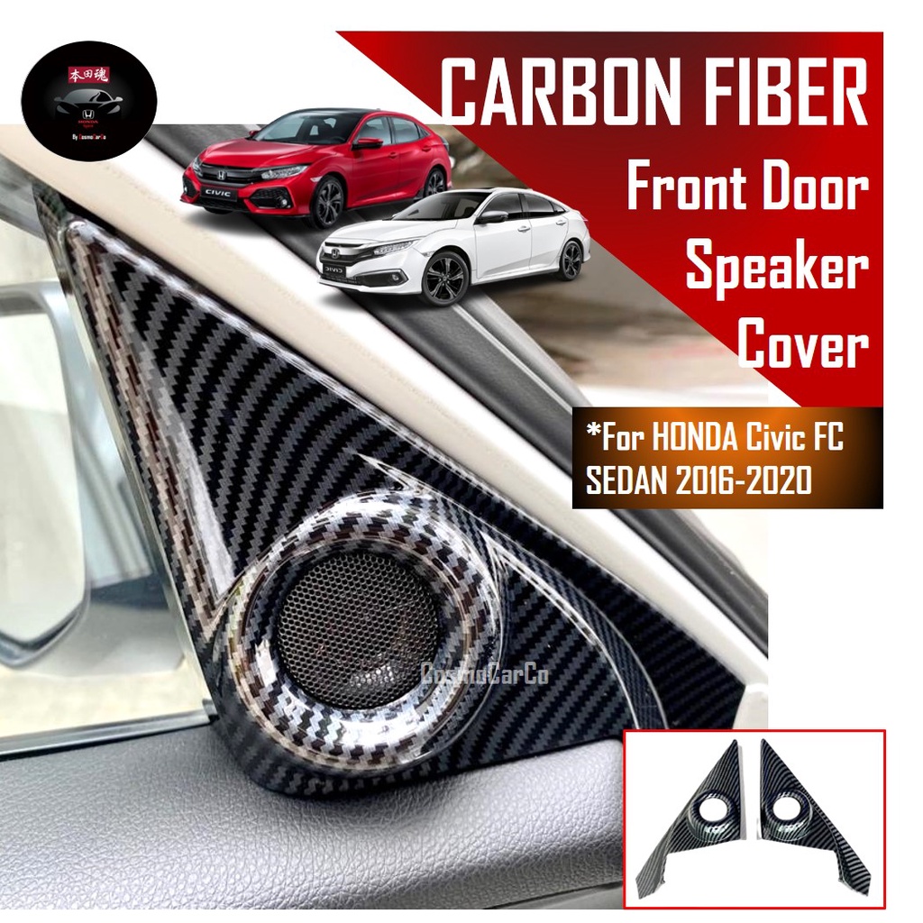 🔥SG SELLER🔥 Honda CIVIC FC 10th Gen 2016-2020 Front Door Speaker Cover Interior A-Pillar Trim Carbon Fiber Accessories