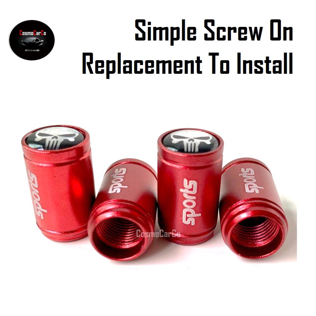 SKULL Face Car Tyre Air Valve Cap 4Pcs Universal Wheel Tire Stem Cover Metal Dust Caps Accessories