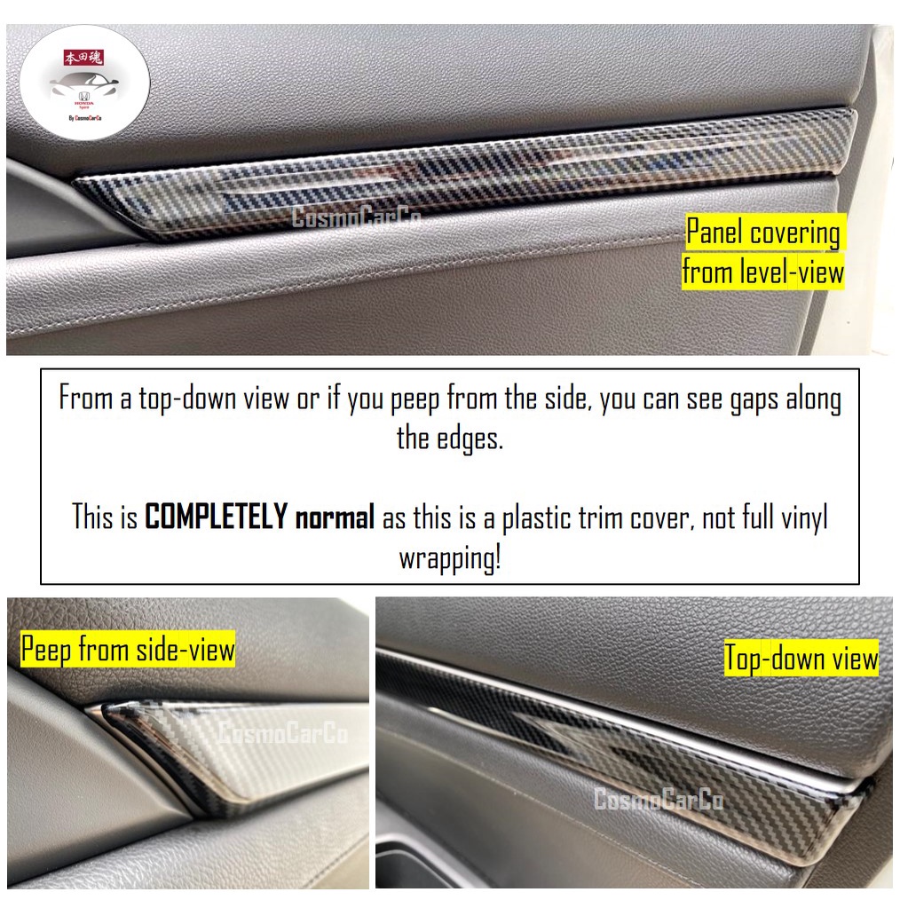 🔥SG SELLER🔥 Honda CIVIC FC 10th Gen 2016-2020 Door Panel Cover Side Armrest Trim Carbon Fiber Interior Accessories