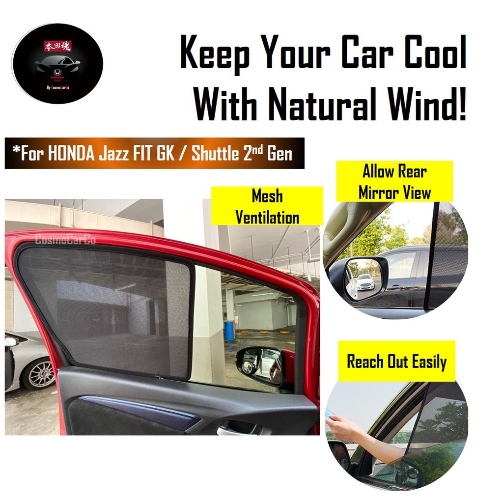 Honda Jazz/Fit GK GK3 GK5 Shuttle Car Magnetic Sun Shade UV Ray Protection Mesh Windows Sunshade Visor