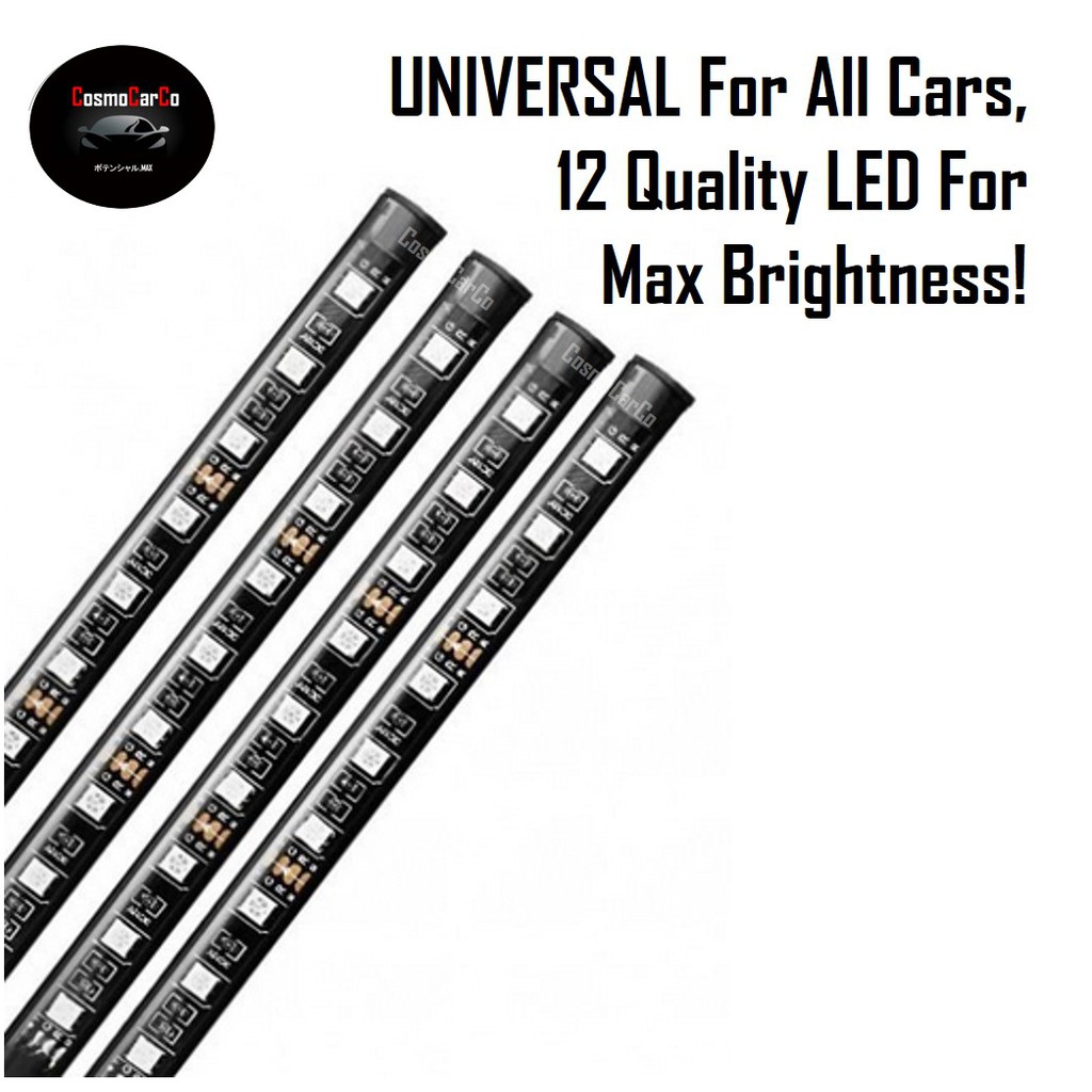 Car Interior LED Light Strip RGB USB Plug Music Control Ambience Decoration Atmosphere Neon Glow 12 LED Lights