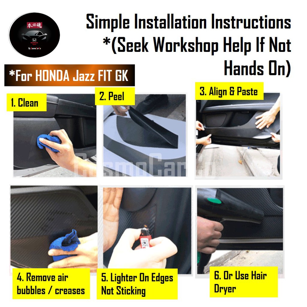 Honda Jazz/Fit Window Pillar Door Sticker Glossy Black Decal Protector Car Accessories GK GK3 GK5 GP3 GP5