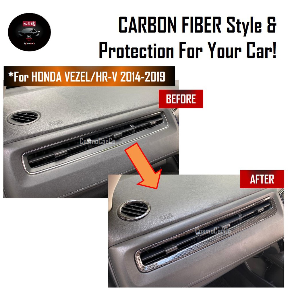 Honda VEZEL HR-V HRV 2014-2020 Air Vent Trim Aircon Vents Border Outer Frame Carbon Fiber Car Accessories