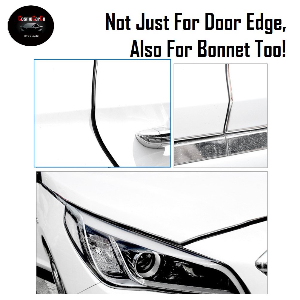 Glossy Black 5M Car Door Edge Protector Door Edge Guard Anti Collision Strip For 4 Doors