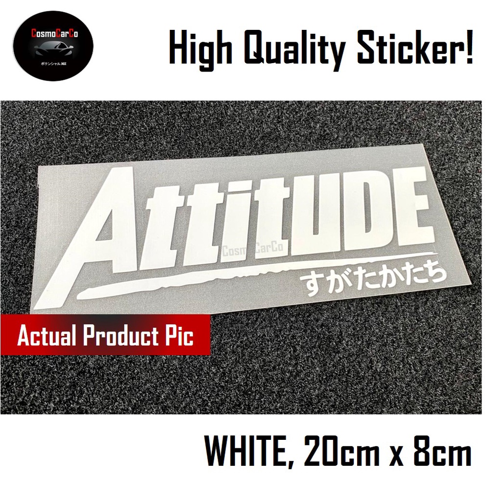 ATTITUDE Car Body Sticker Decal Motorcycle Motorbike SHINY/BLACK/WHITE Window Stickers JDM Decals