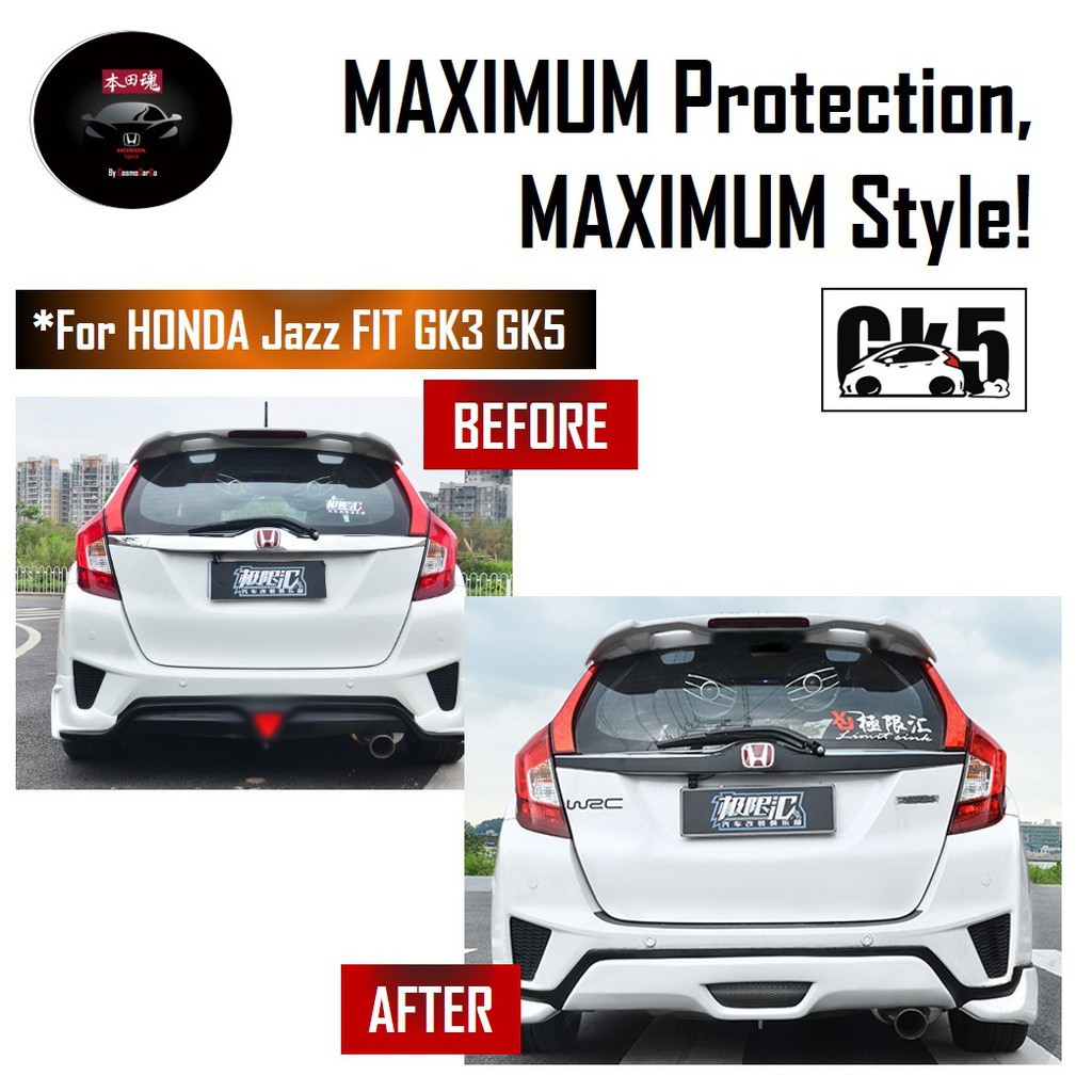 Honda Jazz/Fit Rear Boot Door Sticker Black Carbon Fiber Decal Car Accessories For GK GK3 GK5 GP3 GP5