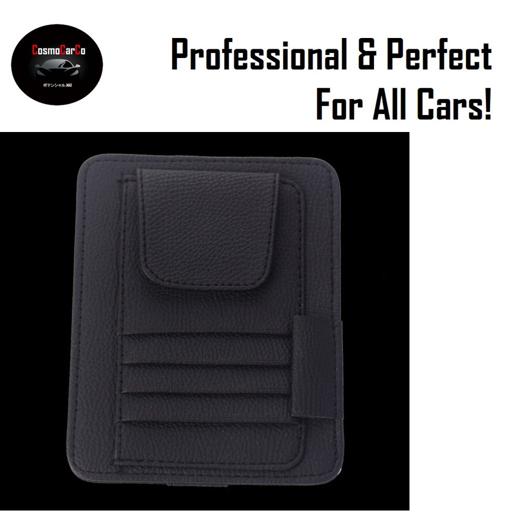 3 In 1 Car Card Holder Sun Visor Organizer Pouch Cards Organiser Storage Sunglass Holder