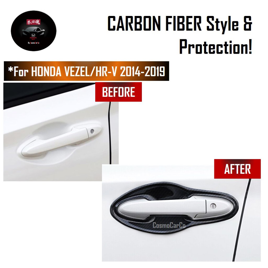 Honda VEZEL / HR-V HRV 2014-2020 Front Door Bowl Cover Handle Outer Trim Protector Carbon Fiber Accessories
