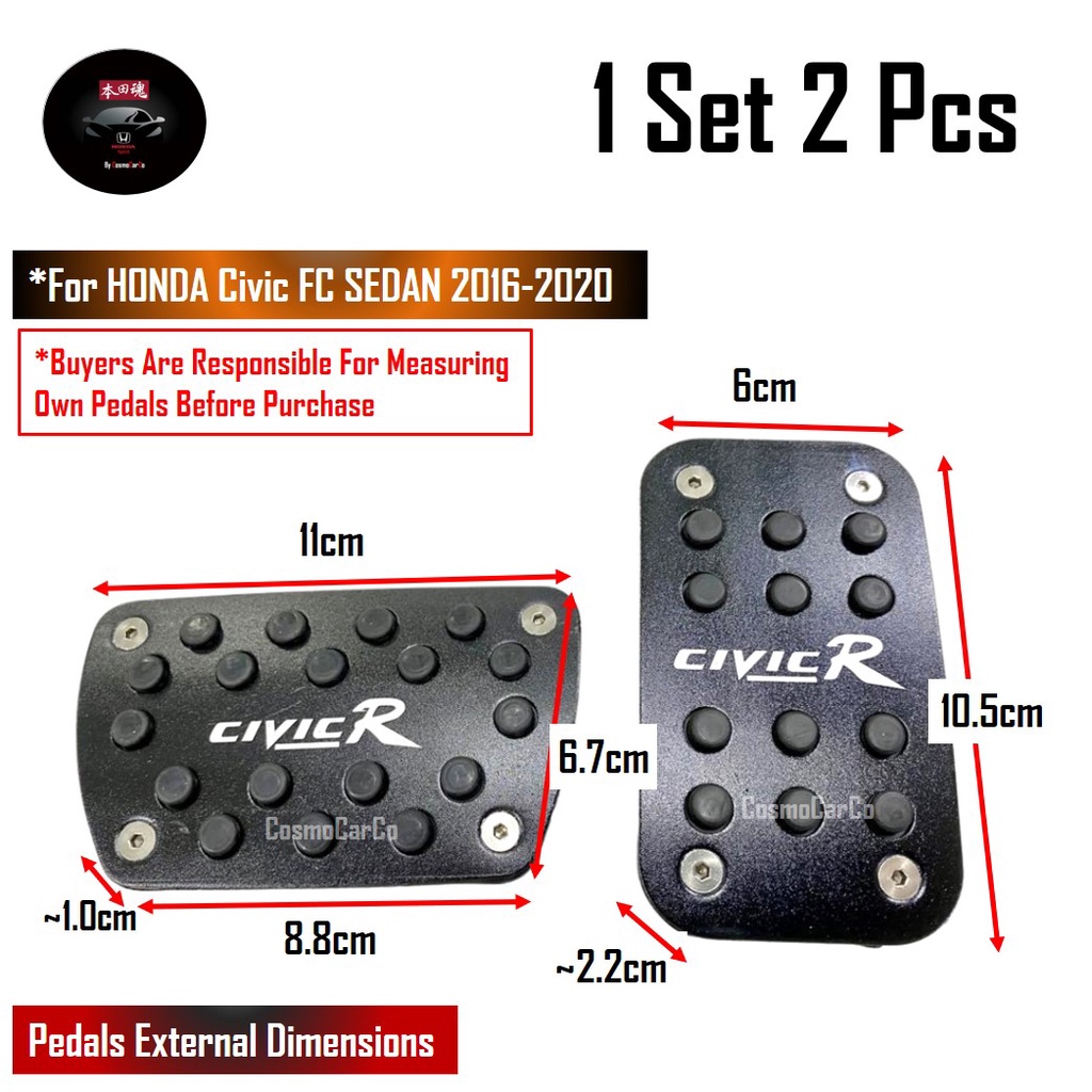 Honda CIVIC FC 10th Gen 2016-2020 Car Foot Pedal Non-Slip Brake Gas Accelerator Throttle Cover Accessories