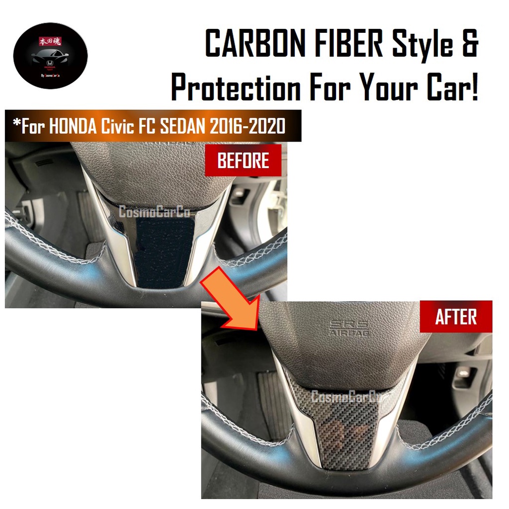 🔥SG SELLER🔥 Honda CIVIC FC 10th Gen 2016-2020 Steering Wheel Trim Protector Carbon Fiber Lower Panel Cover Accessories