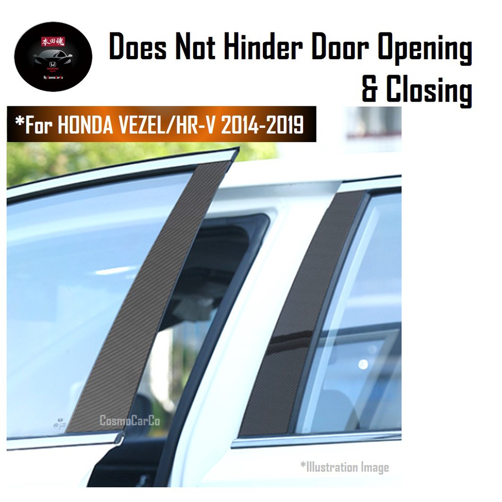 Honda VEZEL HR-V HRV 2014-2020 Car Door Pillar Sticker Protector Carbon Fiber Window Pillars Decal Accessories