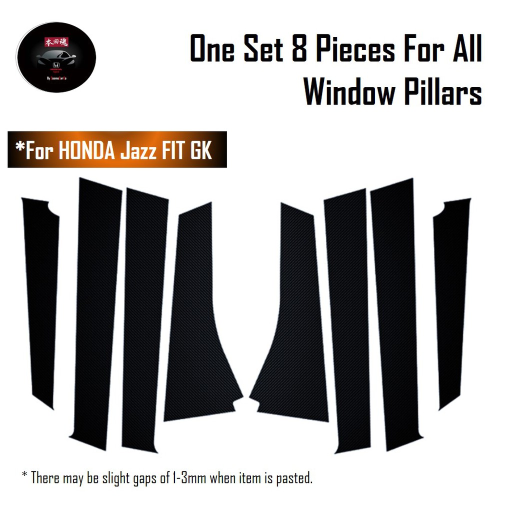 Honda Jazz/Fit Window Pillar Door Sticker Glossy Black Decal Protector Car Accessories GK GK3 GK5 GP3 GP5