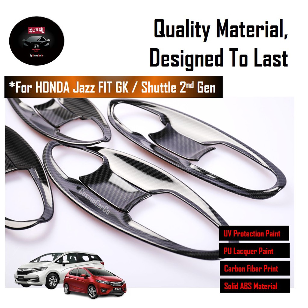 Honda Jazz/Fit & Shuttle Door Handle's Bowl Cover Carbon Fiber Trim Car Accessories For GK GK3 GK5 GP3 GP5 GK8 GK9 GP8 GP9