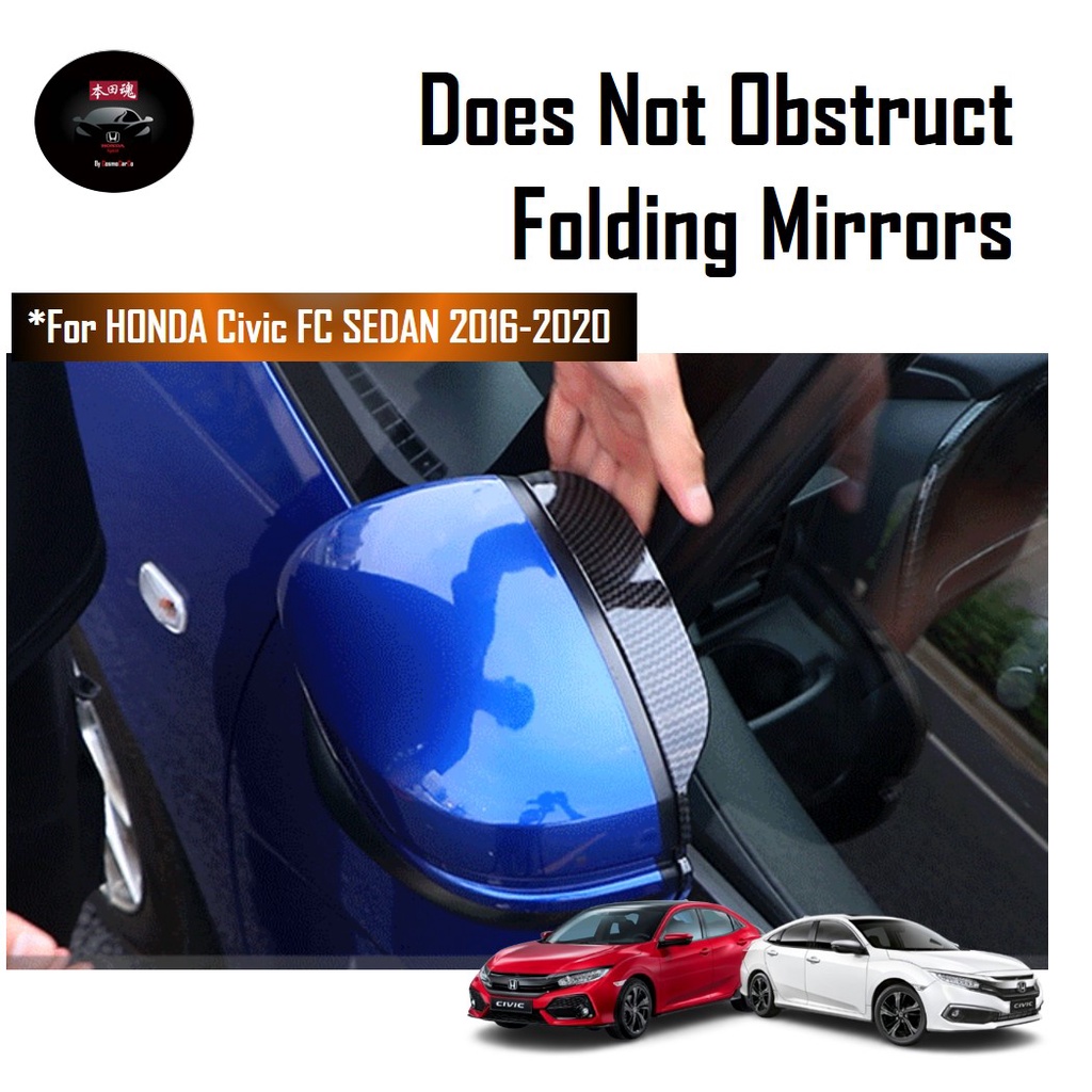 🔥SG SELLER🔥 Honda CIVIC FC 10th Gen 2016-20 Side Mirror Visor Rear View Carbon Fiber Design Anti Glare Rain Accessories