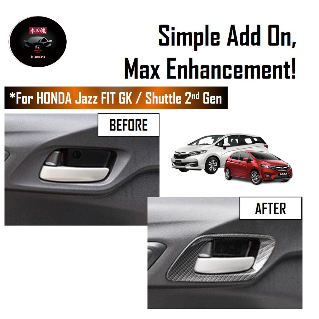 Honda Jazz/Fit & Shuttle Inner Door Handle Bowl Cover Trim Carbon Fiber Car Accessories For GK GK3 GK5 GP3 GP5 GK8 GK9 GP8 GP9