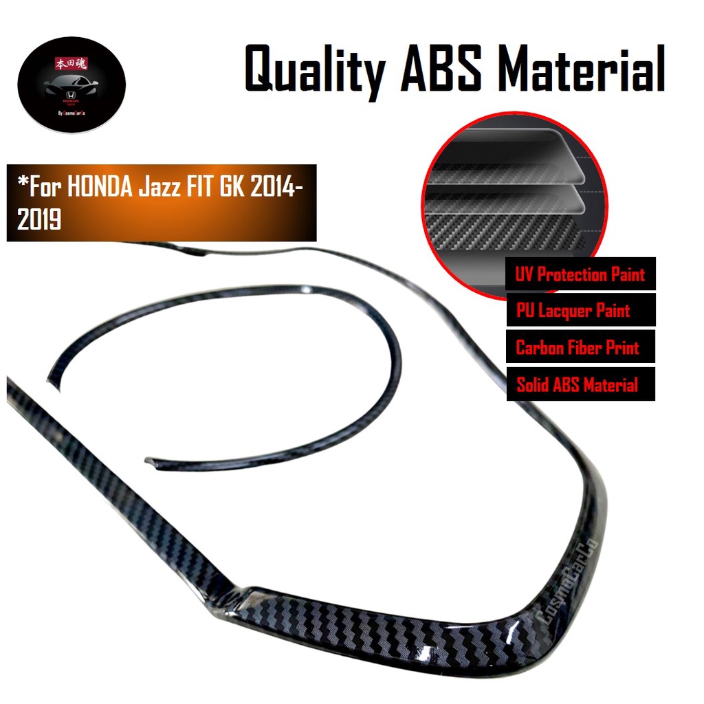 Honda Jazz/Fit Car Instrument Panel Trim Carbon Fiber Dashboard Speedometer Speed Meter Cover For GK GK3 GK5 GP3 GP5