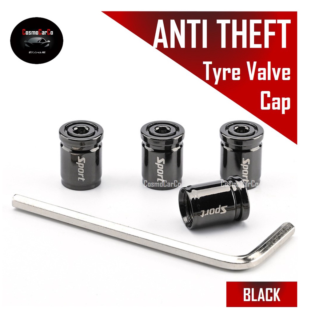 ANTI-THEFT Shiny Car Tyre Air Valve Cap 4Pcs Universal Wheel Tire Stem Cover Dust Caps Accessories