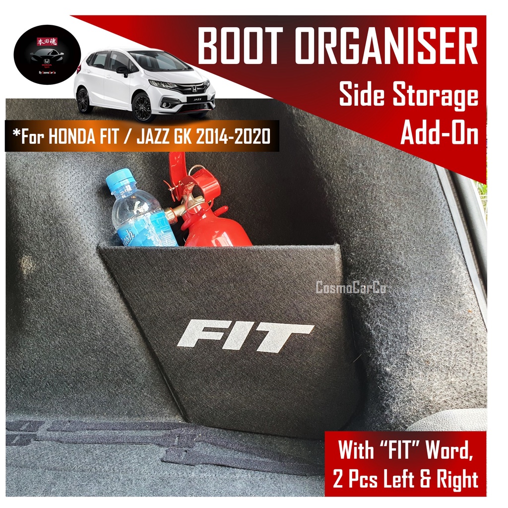 2Pcs Honda Jazz FIT GK 2014-2020 Boot Storage Side Add On Trunk Cargo Organiser Partition Holder Accessories